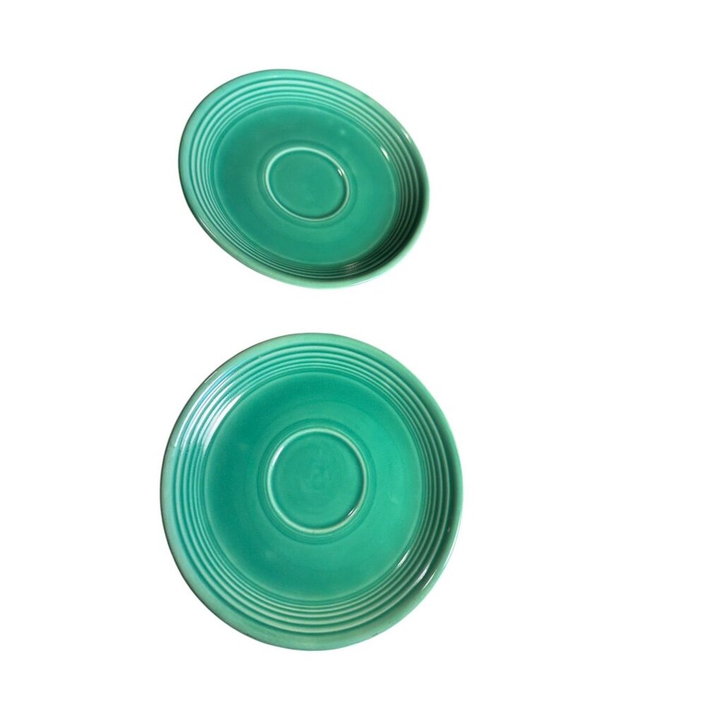 Vintage Fiesta Green Saucer Plates Set Of 2 - Picture 2 of 5